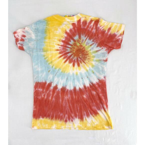 Big Bud Press Short Sleeve T-Shirt Tie Dye Red Yellow Blue Swirl Unisex Tee XXS - Picture 5 of 7
